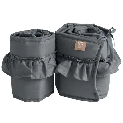 NG Baby spjälskydd spjälsäng, MOOD volang graphite