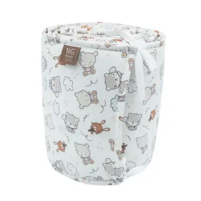 NG Baby spjälskydd spjälsäng, Teddy&Friends offwhite