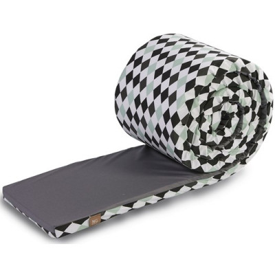 NG Baby spjälskydd tjockt spjälsäng, harlequin black/granit