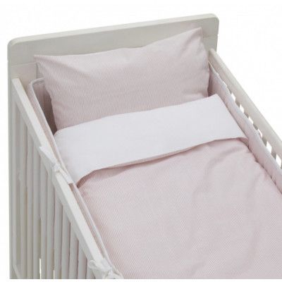 Rätt Start Bäddset Eko Spjälsäng (Randigt Rosa)