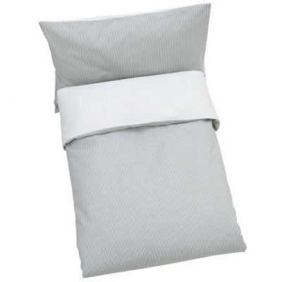 Rätt Start påslakanset stripe grå EKO, spjälsäng