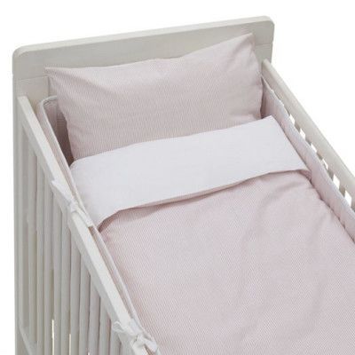 Rätt Start påslakanset stripe rosa EKO, spjälsäng