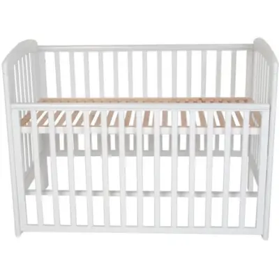 Troll Lux HM spjälsäng med dropside, vit