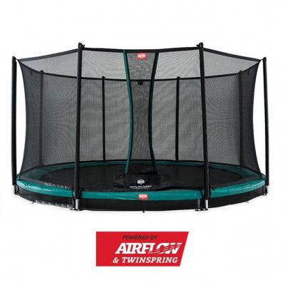 BERG Champion Nedgrävbar Studsmatta Grön 380 + Säkerhetsnät Comfort