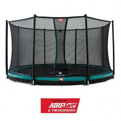 BERG Champion Nedgrävbar Studsmatta Grön 430 + Säkerhetsnät Comfort