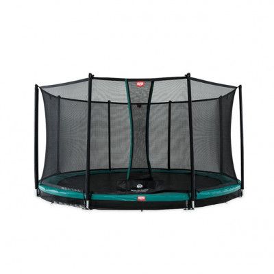 BERG Favorit Nedgrävbar Studsmatta Grön 380 + Säkerhetsnät Comfort