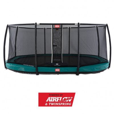 BERG Grand Champion Nedgrävbar Studsmatta 470 Grön + Säkerhetsnät Deluxe