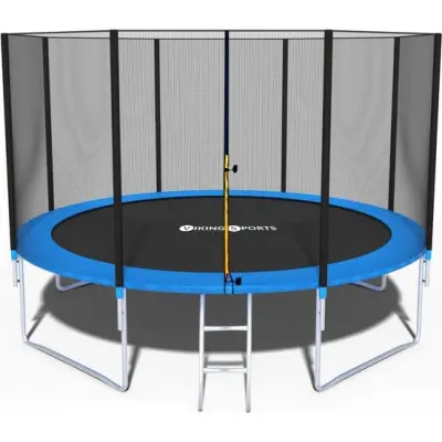 Viking Sports Studsmatta - Blå - 374 Cm - Med Nät Och Stege - Upp Till 150 Kg