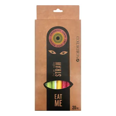 Ätbara Sugrör - Neutral/Jordgubb/Citron/Lime/Äpple