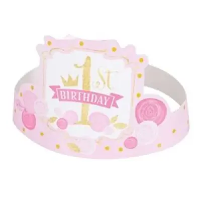 1-årskalas rosa&guld tiaror 6-pack