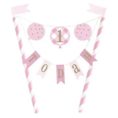 1-årskalas tårtdekoration Rosa Prickar