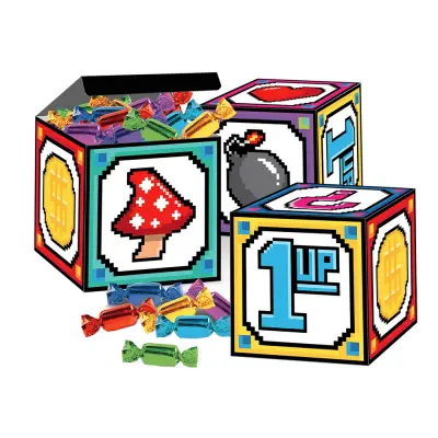 8-bitars Lådor Pappersdekorationer - 3-pack