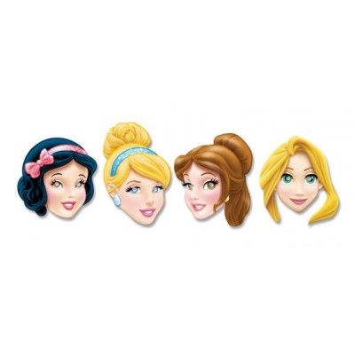 Amscan Disney Princess, Kalasmasker prinsessor 4-pack