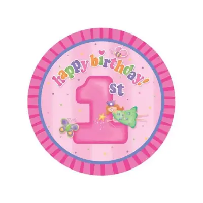 Assietter 1-årsdagen tjej 8-pack