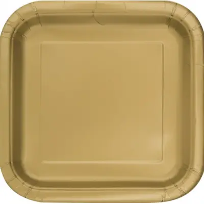 Assietter fyrkantiga guld 16-pack