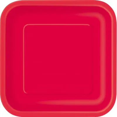Assietter fyrkantiga röda 16-pack