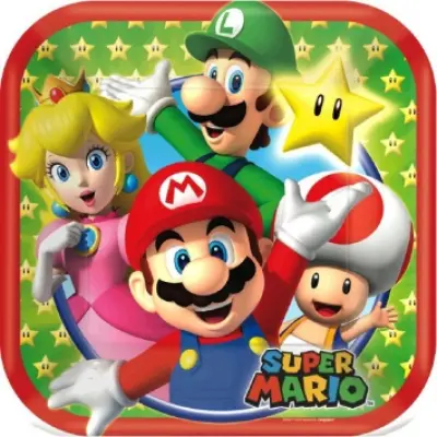 Assietter Super Mario fyrkantiga 8-pack