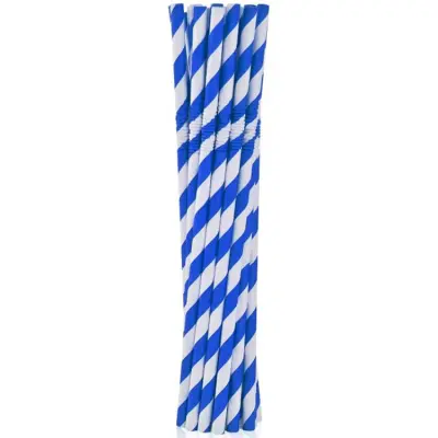 Böjbara Sugrör Blå Randig 12-pack