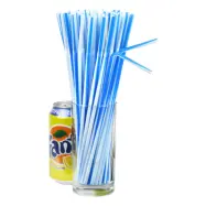 Böjbara Sugrör Blå/Vita - 100-pack