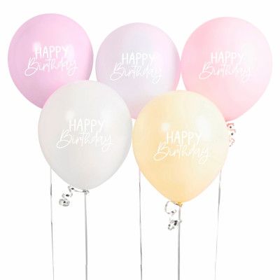 Ballonger Happy Birthday Pastell - 5-pack