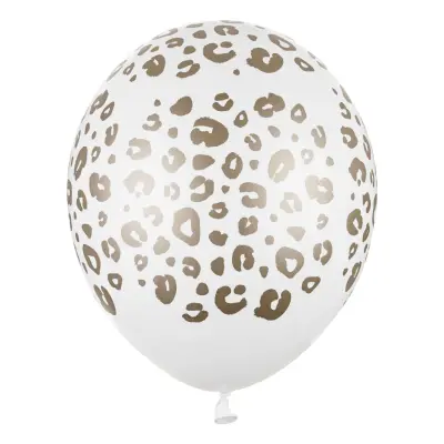Ballonger Leopardmönster Guld/Vit - 50-pack