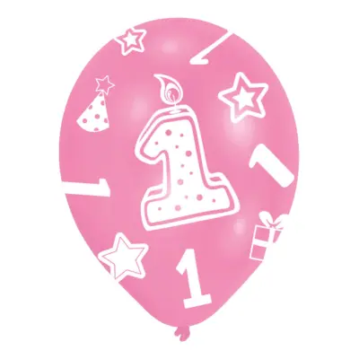 Ballonger Rosa 1 År - 6-pack