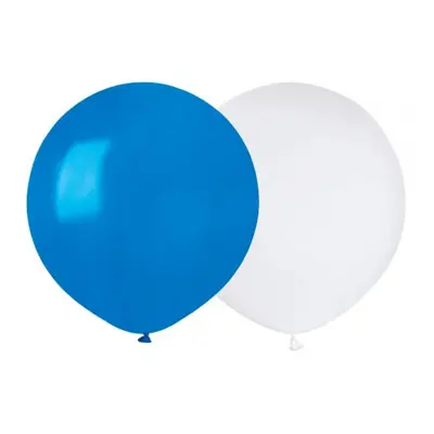 Ballongkombo Blå/Vit Runda Stora - 50-pack