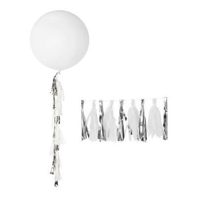 Ballongtassel Silver/Vit