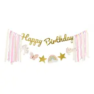 Banderoll Happy Birthday Enhörningar