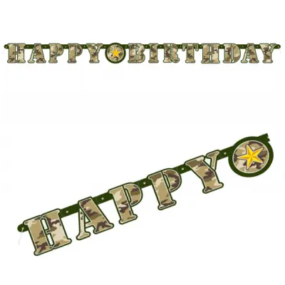 Banderoll kamouflage Happy Birthday 160 cm