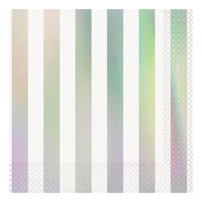 Servetter Silver Metallic Randiga - 16-pack