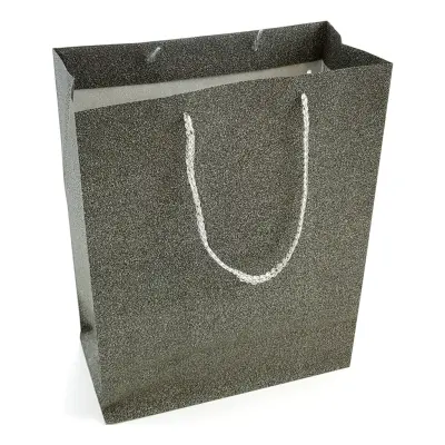 Presentpåse Svart Glitter - Liten