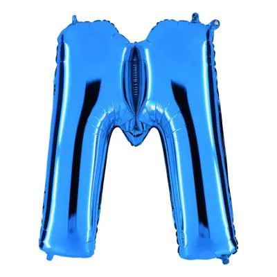 Bokstavsballong Blå Metallic - Bokstav M
