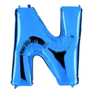 Bokstavsballong Blå Metallic - Bokstav N