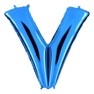 Bokstavsballong Blå Metallic - Bokstav V