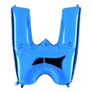Bokstavsballong Blå Metallic - Bokstav W