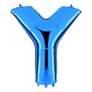 Bokstavsballong Blå Metallic - Bokstav Y