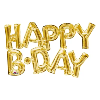 Bokstavsballong Happy B-Day Guld
