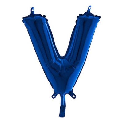 Bokstavsballong Mini Blå Metallic - Bokstav V