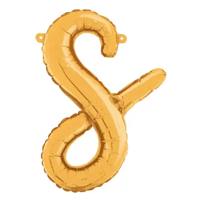 Bokstavsballong Script Guld - Bokstav S