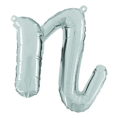 Bokstavsballong Script Silver - Bokstav N