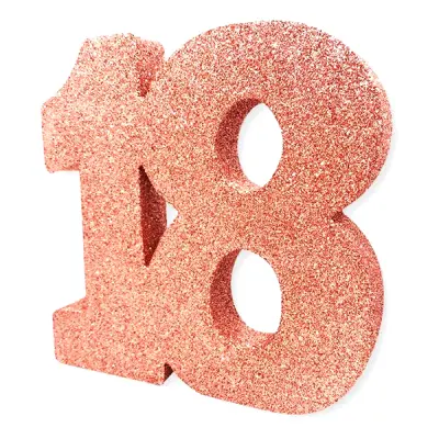Bordsdekoration Siffra 18 Roséguld Glitter
