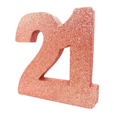 Bordsdekoration Siffra 21 Roséguld Glitter