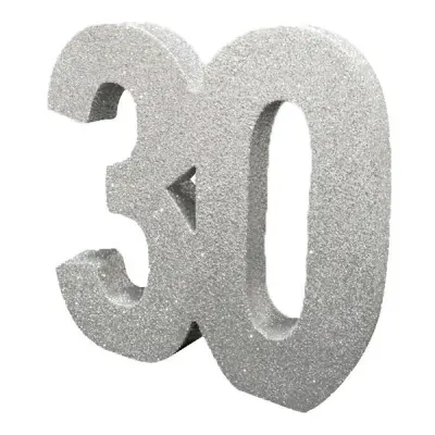Bordsdekoration Siffra 30 Silver Glitter