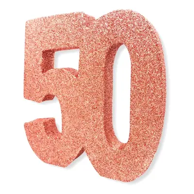 Bordsdekoration Siffra 50 Roséguld Glitter
