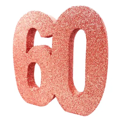 Bordsdekoration Siffra 60 Roséguld Glitter