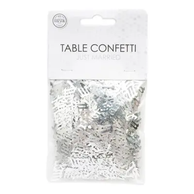 Bordskonfetti Just Married Silver Metallic