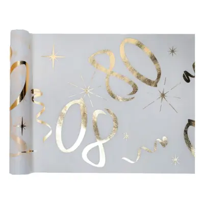 Bordslöpare 80 Vit/Guld