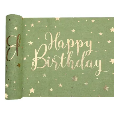 Bordslöpare Happy Birthday Grön/Guld