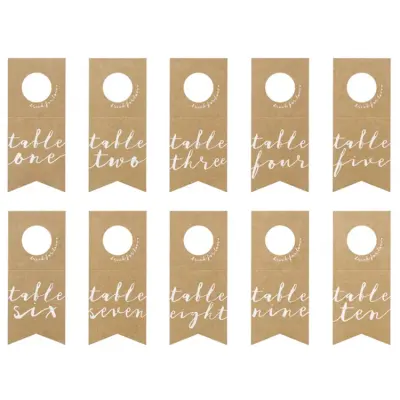 Bordsnummer Flaskettiketter Nr. 1-10